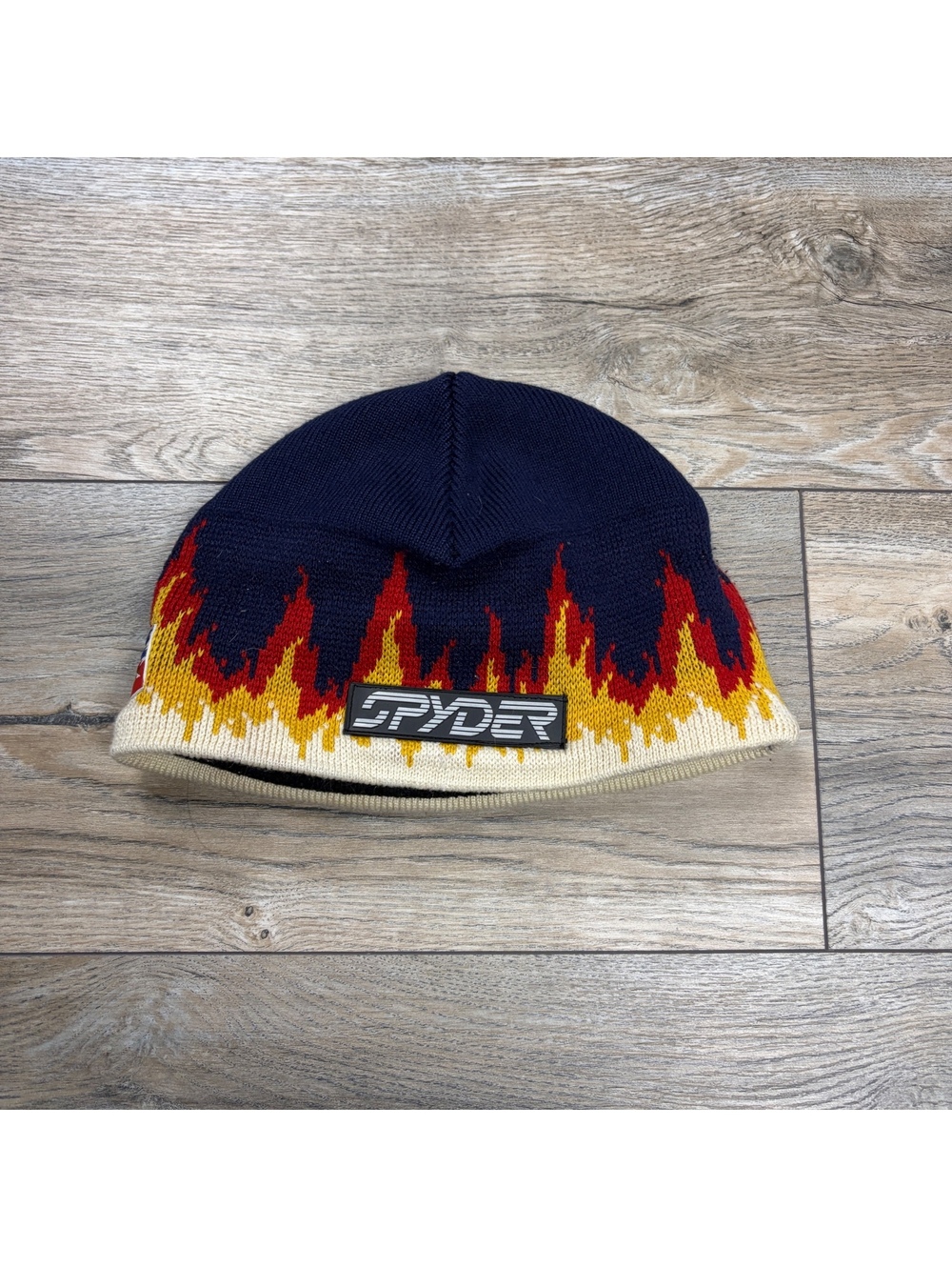 2002 Spyder USA Ski Team flame knit beanie